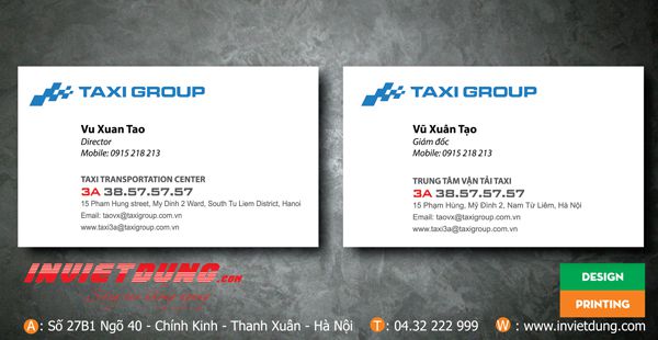 card visit taxi group cá nhân